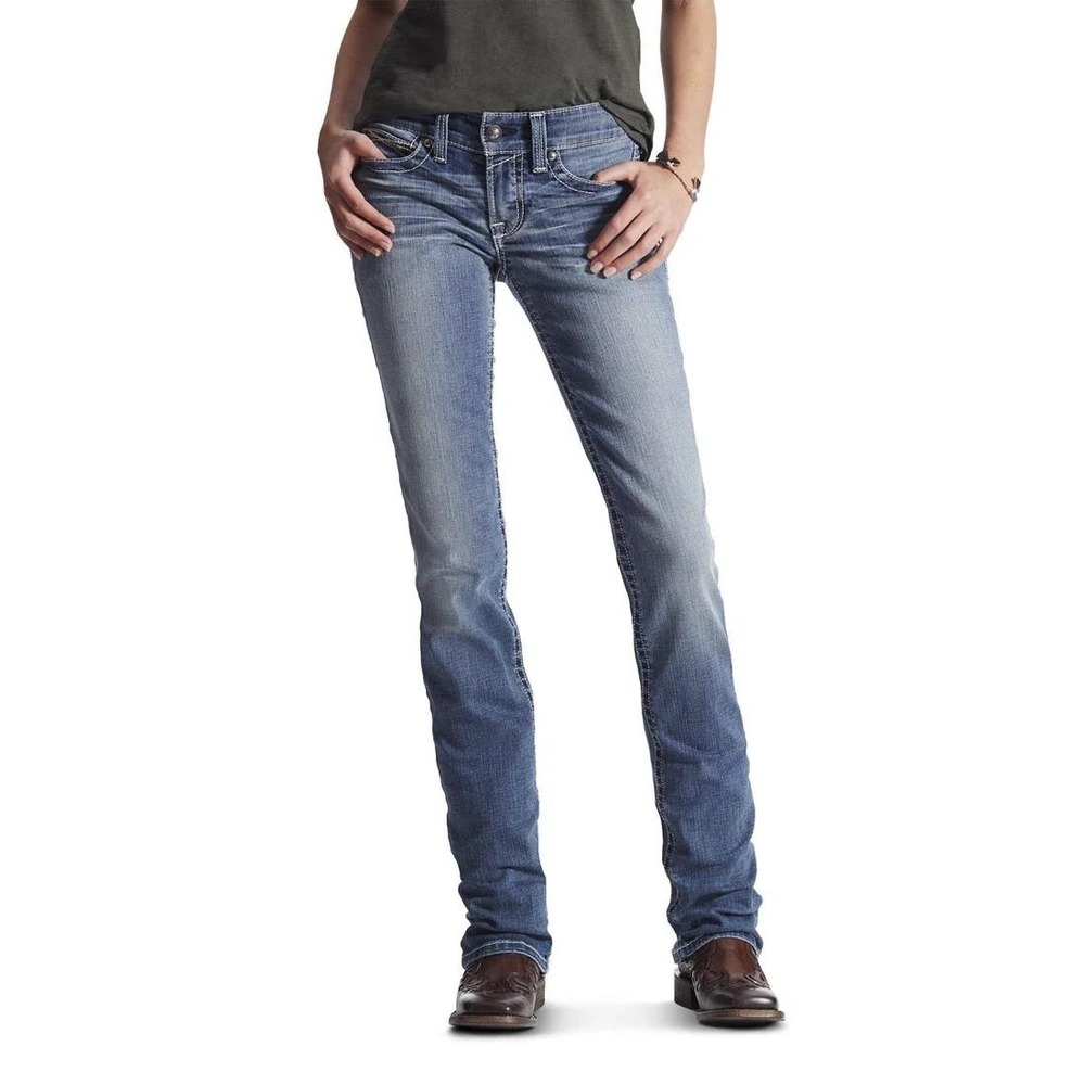 Ariat REAL Denim Womens Stretch Embroidered Western Straight Leg Jeans Size 28R